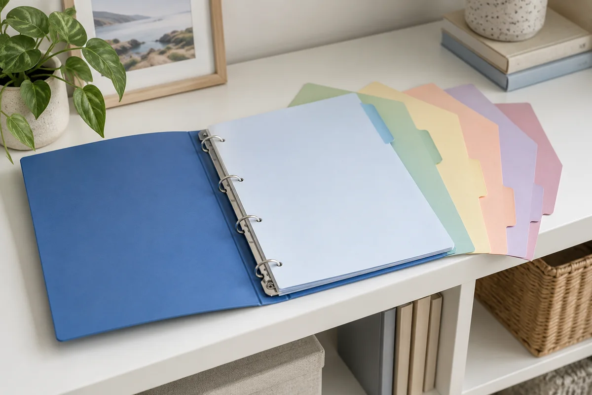 A completed binder with easy-to-find sections