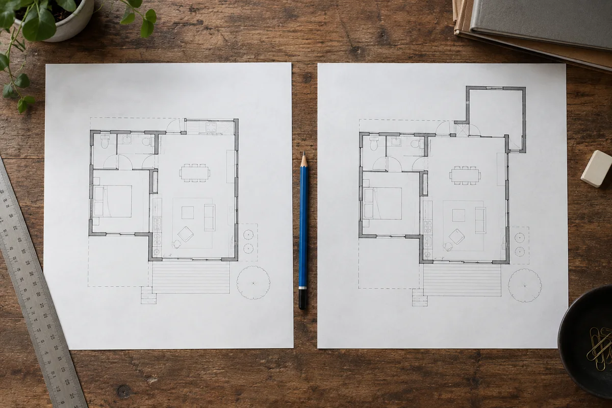 Two document versions arranged for visual comparison