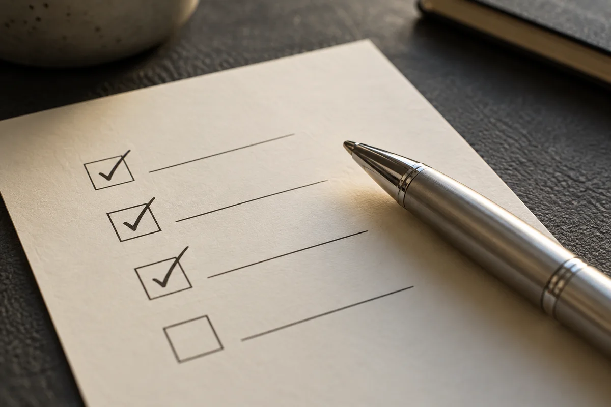 A checklist with selected and unselected boxes