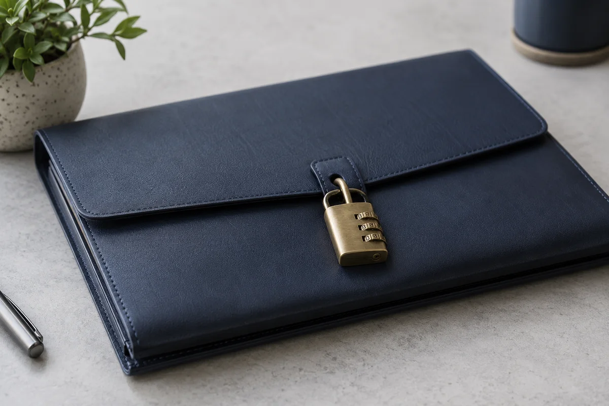 A locked document wallet representing controlled access