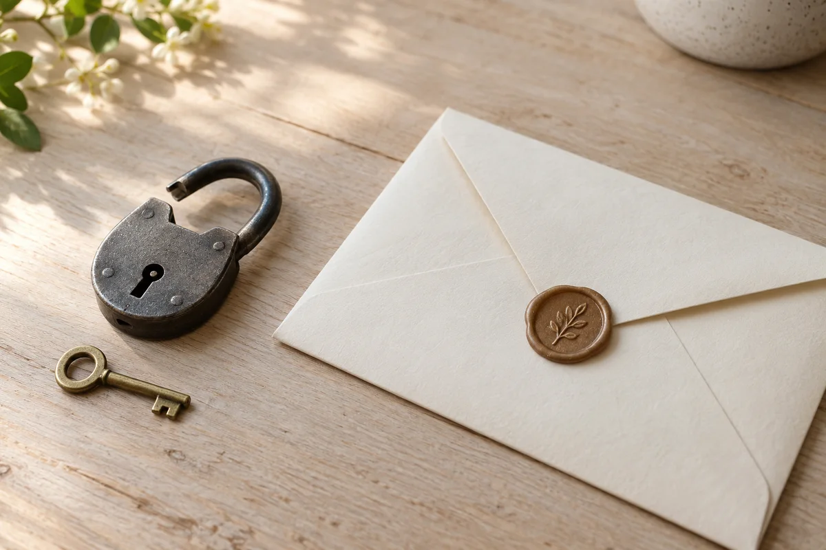 A known key opening access to a document envelope