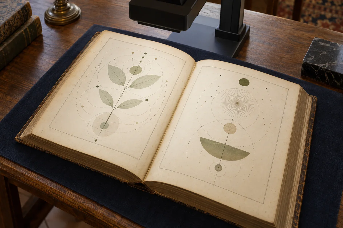 An open book beneath an overhead scanner