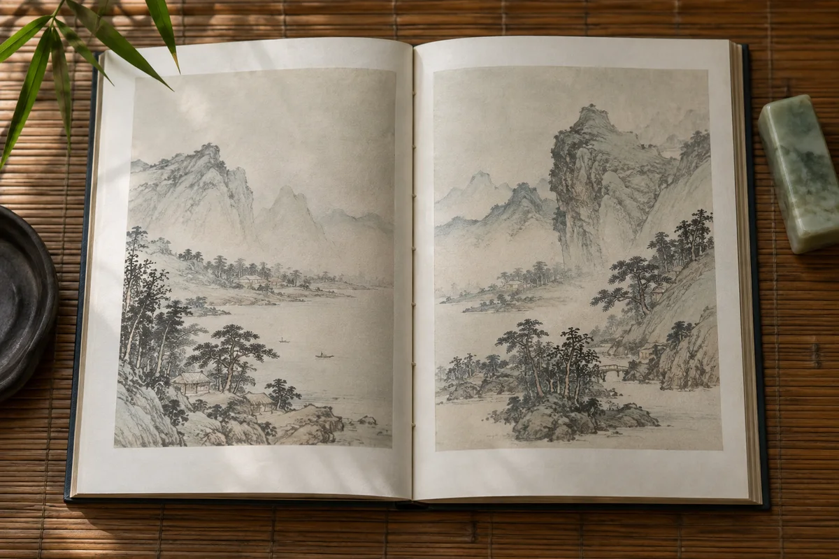 展开书籍的左右跨页